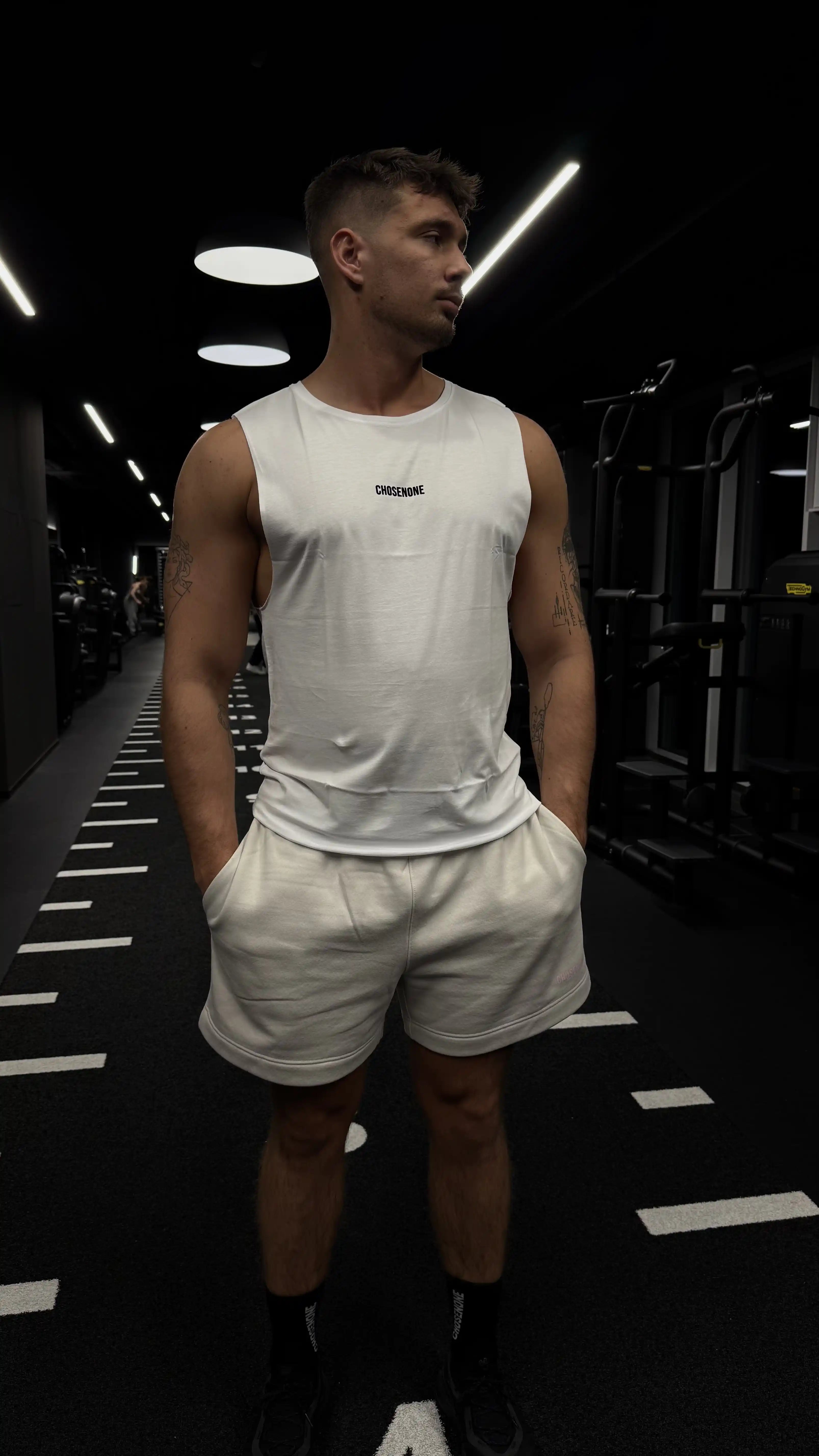 COZY Tank Top White/Black suede (M)